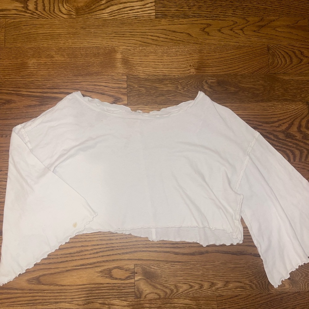 Free People Cropped Long Sleeve White Top Size XS